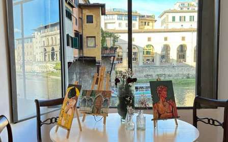 Florence: Paint & Wine with a View of Ponte Vecchio